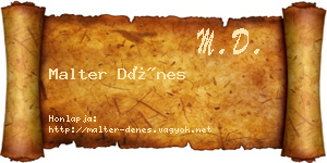 Malter Dénes névjegykártya